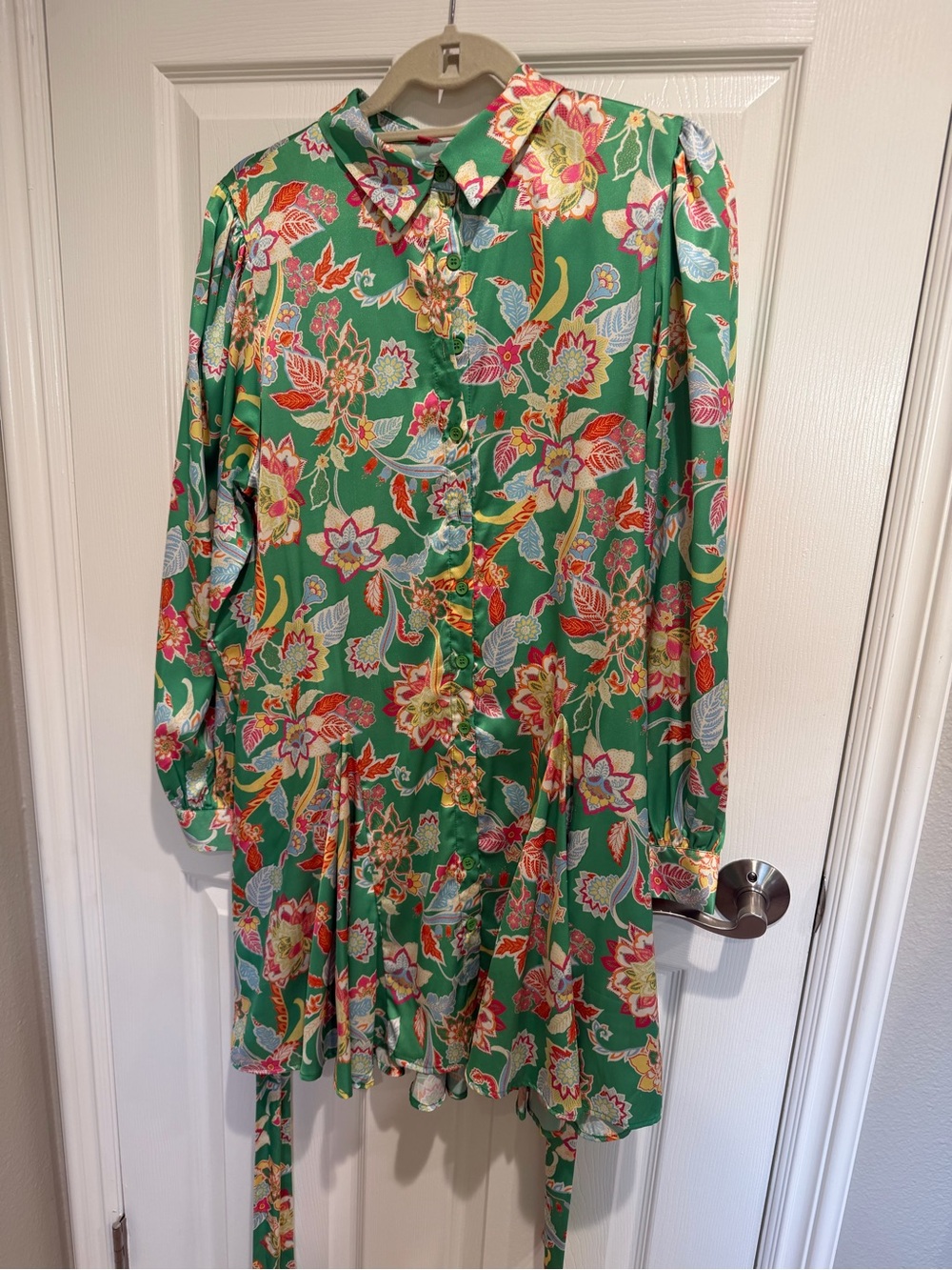 Zara “Dup” Green Floral Button-Front Dress